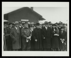 Henry Ford, Mina And Thomas Edison, Herbert And Lou Hoover, Clara Ford, And Others At Smiths Creek Depot, October 21, 1929 — Ford Motor Company. Engineering Photographic Department