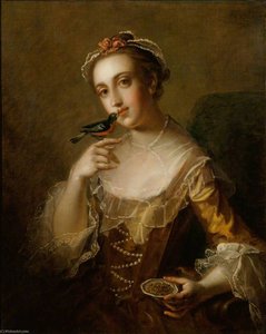 Young Woman With A Bird — Philippe Mercier