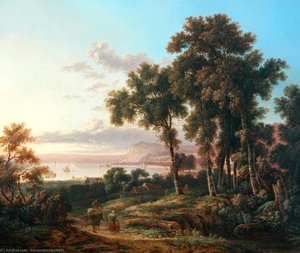 Landscape With Figures Beside A Loch — Alexander Nasmyth