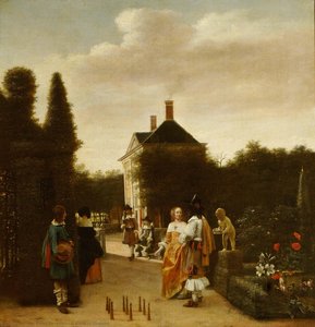 A Game Of Ninepins — Pieter De Hooch