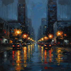 Midnight Echoes In Amber: A Solitary Impression Of Urban Rain And Light — Christian Noiret