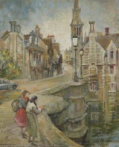 Street Scene (possibly Stamford, Lincolnshire) — Irene Welburn