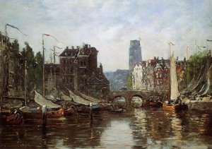 Rotterdam, Le Pont De Bourse — Eugène Louis Boudin