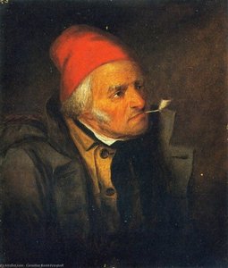 Man With Red Hat And Pipe — Cornelius David Krieghoff