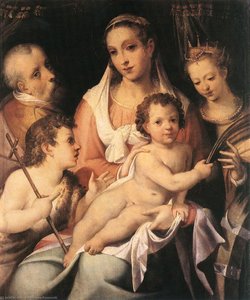 Holy Family With The Infant St John The Baptist And St Catherine Of Alexandria — Bartolomeo Passerotti