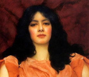 Girl In A Peach Dress — R.b.a John William Godward