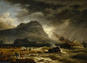 Midday A Ship Offshore, Foundering In A Storm — Claude-joseph Vernet