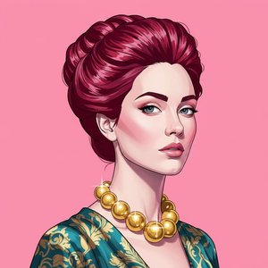Eleganz In Magenta: Ein Monumentales Porträt Von Gelassenheit Und Goldenem Glanz