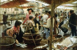 The Old Fish Market In Venice — Ettore Tito