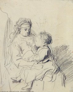 Een Verpleegster En Een Hongerig Kind — Rembrandt Van Rijn