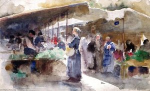 Marketplace, Moret Sur Loing — Laura Muntz Lyall