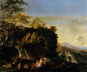 Landscape With Nymphs Bathing — Dirck Van Der Lisse
