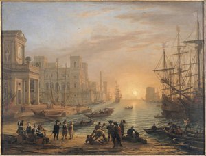 Harbour Scene At Sunset, 1639 — Claude Lorrain (claude Gellée)