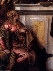 Holy Family With Sts Anthony Abbot, Catherine And The Infant John The Baptist (detail) — Paolo Veronese