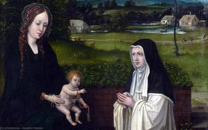 La Vergine Con Bambino E Monaca — Joachim Patinir