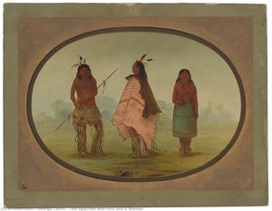 Two Apachee Warriors And A Woman — George Catlin