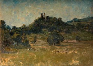 Castle Ruins On A Mound (possibly Wigmore Castle) — Joseph Alfonso Toft