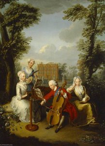 Frederick Louis (1707–1751), Prince Of Wales, Accompanied By His Sisters, Anne (1709–1759), Caroline (1713–1757), And Amelia (1711–1786), Making Music At Kew — Philippe Mercier