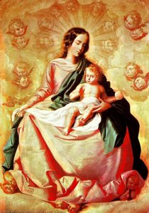 La Virgen Y El Niño En Las Nubes — Francisco De Zurbarán