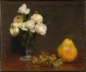 Still Life With Roses And Fruit — Henri Fantin-latour