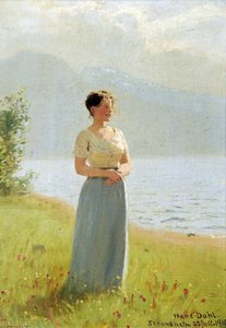 Girl Beside A Fjord — Hans Dahl