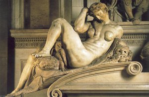 Tomb Of Giuliano De - Medici Detail Night — Michelangelo Buonarroti