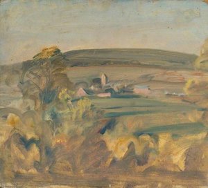 Un Paesaggio Con Un Villaggio Lontano (possibilmente Francese) — Sir Alfred James Munnings