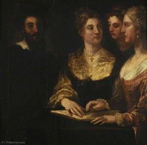 A Concert Three Ladies Singing, A Gentleman On The Left — Niccolò Dell' Abbate