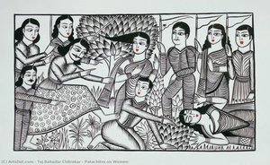 Patachitra On Women — Tej Bahadur Chitrakar