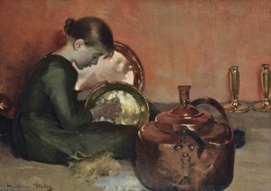 Polishing Pans — Marianne Stokes
