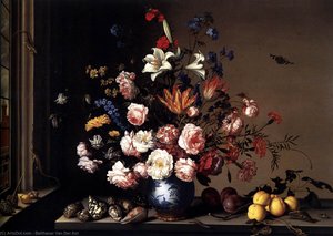 Vase Of Flowers By A Window — Balthasar Van Der Ast