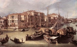 Gran Canal: Vista Hacia El Noreste Hacia El Puente De Rialto (detalle) — Giovanni Antonio Canal