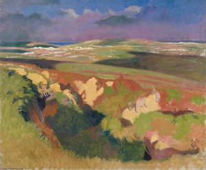 View From The Old British Trenches Looking Towards La Boisselle, Courcelette On The Left, Martinpuich On The Right — Sir William Newenham Montague Orpen