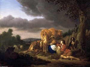 Milking A Cow — Adriaen Van De Velde