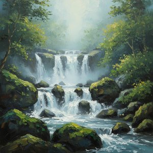 Ethereal Descent: A Singular Vision Of Cascading Mist And Verdant Stone — Laurent Blanc