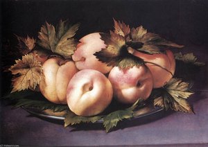 Still-life With Peaches And Fig-leaves — Giovanni Ambrogio Figino