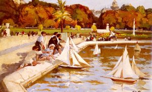 Children Sailing Their Boats In The Luxembourg Gardens, Paris — Paul-michel Dupuy