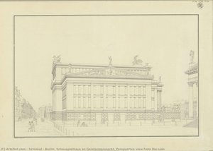 Berlino. Schauspielhaus Sul Gendarmenmarkt. Vista Prospettica Laterale — Karl Friedrich Schinkel