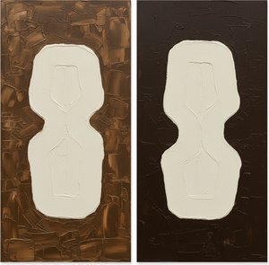 Dualities of Earth and Shadow: A Monumental Impasto Biomorphic Diptych