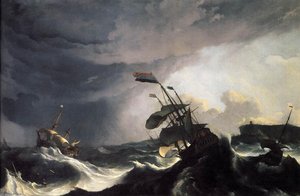 Ships In Distress In A Raging Storm — Ludolf Backhuysen I