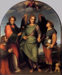 Archangel Raphael With Tobias, St. Lawrence And The Donor Leonardo Di Lorenzo Morelli — Andrea Del Sarto