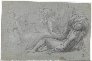Three Studies With One Figure Supporting Another; Figure Sketch And Landscape Sketch (for “deposition”, Perugia, Cathedral Of San Lorenzo) — Federico Barocci