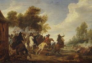A Cavalry Engagement — Adam Frans Van Der Meulen