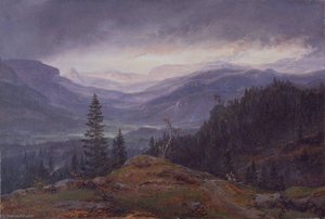 Norwegian Utsikt Over Hallingdal View Over Hallingdal — Johan Christian Claussen Dahl
