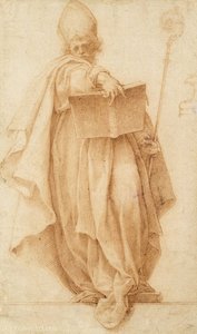 A Standing Bishop Holding A Book — Pomarancio