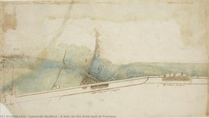 Ein Weir Auf Dem Arno Östlich Von Florenz — Leonardo Da Vinci