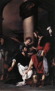 St Augustine Washing The Feet Of Christ — Bernardo Strozzi