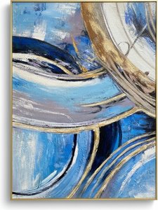 Abstract Oil Painting On Canvas With Gold Frame