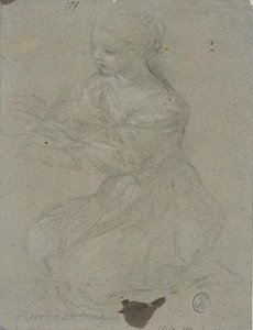 Young Girl On Her Knees, To Three Quarts, Turned To The Left — Pietro Da Cortona