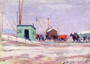 Noontime On The Docks, Hudson River And 85th Street — Robert Julian Onderdonk